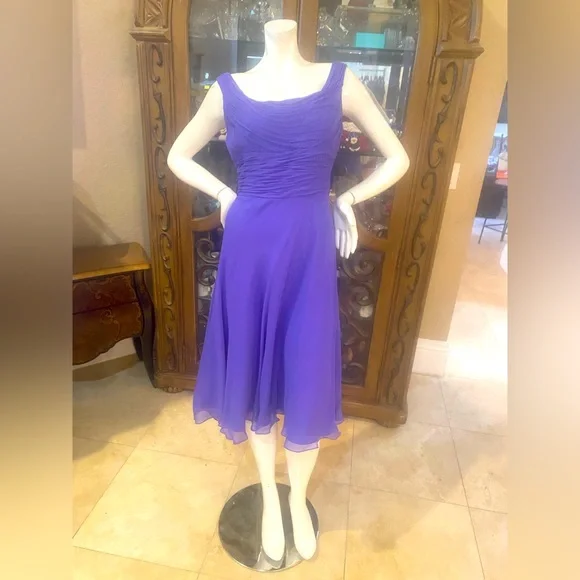 suzi chin for maggy boutique purple dress Suzi Chin Maggy Boutique Cocktail Dress Purple Career 6 short sleeve stretch f1